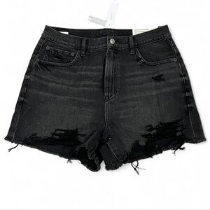 American Eagle Black Highest Rise Distressed‎ 90s Boyfriend Jean Shorts